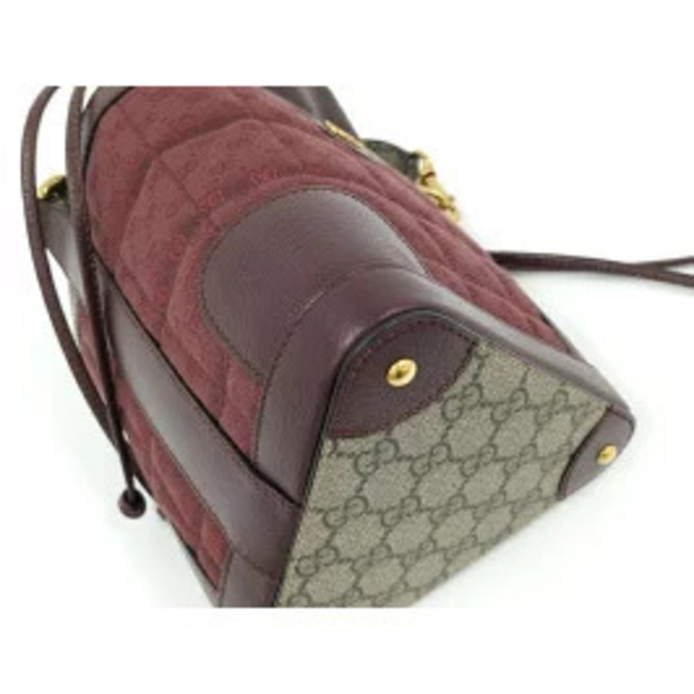 GUCCI shoulder bag leather canvas Bordeaux Red - Picture 3 of 9